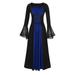 Dresses Women s Gothic Vintage Swing Dress Mid-Century Luce up Mesh Bell Sleeve Casual Cocktail Prom Maxi Dress