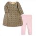 Hudson Baby Infant and Toddler Girl Quilted Cotton Long-Sleeve Dress and Leggings 2pc Set Leopard Pink 2 Toddler