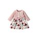 Newborn Baby Girls Floral Print Dress Long Sleeve High Waist Large Hem Dress with Bow-knot Autumn Clothes