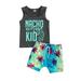 Sunisery 2PCS Newborn Infant Baby Boys Round Collar Sleeveless Letter Top and Shorts Summer Outfits Blue Green 2-3 Years