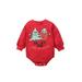 wsevypo Infant Baby Boy Girls Rompers Casual Christmas Tree Letter Print Long Sleeve Jumpsuit