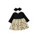 Canrulo Infant Baby Girls Fall Outfits Long Sleeve Pullover Knit Blouse Ruffle Dress Tulle Star Sequins Lace Skirt Set Black 3T