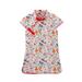 2022 New Baby Girls Dress Toddler Baby Girls 18M-6Y Short Sleeve Cartoon Floral Printed Flowers Tang Suit Dresses Cheongsam Princess Dress Baby Summer Autumn Clothing