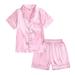 nsendm Baby Girl Clothes 6-9 Months Little Baby Girls Boys Pajamas Set Satin Silk Kids Short Sleeves Little Girl Pink 4-5 Years