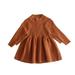 Caitzr Newborn Baby Girls Knit Dress Solid Color Round Neck Long Sleeves Knee-Length Ruffle Sweater Dress