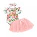 Monfince Baby Girl Tops Gauze Skirt Newborn Kids Outfits Clothes Top Bodysuit+Skirt+Headband Set