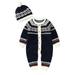 Sunisery Infant Newborn Baby Girls Boys Clothes Knitted Santa Christmas Warm Romper Long Sleeve Jumpsuit+Hat Royal Blue 6-12 Months