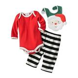 Infant Boys Santa Claus Bib Bodysuit & Fleece Pants Set 0-3m