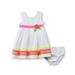 Blueberi Boulevard Infant & Toddler Girls White Neon Dress Ruffled SunDress 18m