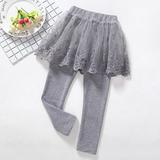 Girls Uniform Pants Leggings Pants with Tutu Skirts Kids Culottes Footless Tights