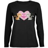 Valentines We re a Purrrfect Pair Black Womens Long Sleeve T-Shirt - X-Large