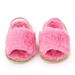 Seyurigaoka Infant Baby Girls Plush Sandals Soft Sole Faux Fur Flats Toddler Prewalker Slippers Elastic