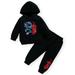 3 Months Baby Boys Clothes 6 Months Boys 2PCS Fall Winter Outfits Dragon Print Infant Boys Long Sleeve Hooded Top Pants Set Black