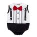 stylesilove Baby Boy Tuxedo Print Creeper with 3D Bowtie (70/3-6 Months White)