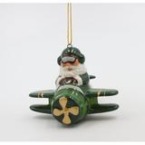 The Holiday Aisle® Irish Santa On Airplane Hanging Figurine Ornament Ceramic/Porcelain in Green | 2.5 H x 3.375 W x 3.375 D in | Wayfair