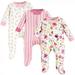 Touched by Nature Baby Girl Organic Cotton Zipper Sleep and Play 3pk Botanical 0-3 Months