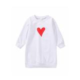 Herdignity Toddler Girls Heart Print Dress Valentine s Day Casual Long Sleeve Round Collar One-piece Dress