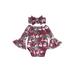 Binwwede Baby Girls Christmas Romper Flare Sleeve Off-shoulder Santa Claus Leopard Print Bodysuit + Headband