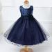 [BRAND CLEARANCE!!!] 3-10T Girl Sleeveless Sequins Formal Dress Princess Pageant Dresses Kids Prom Ball Gown for Wedding Party (Navy Blue)