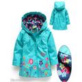 Huyghdfb Little Girls Hoodie Jacket Flowers Button-Down Waterproof Windbreaker