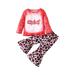 TheFound Toddler Baby Girl 2Pcs Christmas Clothes Merry Christmas Letter Pullover Tops + Leopard Bell Botton Pants Set