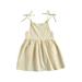 Fanvereka Summer Casual Sleeveless Solid Color Tie Up Dress with Pocket