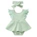 XINSHIDE Girls Ribbed Lace Backless Romper Bodysuit Little Girls Dress Headband Clothes Outfits Set Baby Girl Clothes