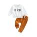 Ma&Baby Toddler Baby Boy Outfit Bro Long Sleeve Sweatshirts Pants Clothes Set 0-3 Years