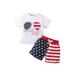 Cathery 2PCS Newborn Baby Girls Boys 4th of July Outfit American Flag Tee Shirt Short Pants Independence Day Clothes Set