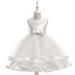 Zpanxa Baby Girls Princess Dress Little Girls Party Wedding Dress Lace Embroidered Bowknot Flower Net Dress Kids Pageant Flower Girl Sleeveless Dress Christmas Gifts for Girls White (4-5 Years)