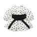 KIMI BEAR Newborn Baby Girls Dress 3 Months Newborn Girls Spring Dress 6 Months Newborn Girls Sweet Polka Dot Waistband Long Sleeve Dress White