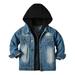 Toddler Kids Baby Girls Boys Denim Jacket Hoodie Button Down Jeans Coat Long Sleeve Zipper Hooded Trucker Jackets Cowboy Overcoat Basic Casual Outwear with Pockets 18-24 Months Blue Black Hoodie