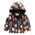 Dezsed Toddler Boys Girls Cartoon Print Jacket Kids Coats Clearance Toddler Baby Boys Cute Fashion Solid Color Winter Hoodie Keep Warm Cotton Clothes Thick Coat 2-3 Years Black