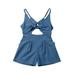 Felcia Toddler Girls Backless Romper Bowknot Sleeveless Jumpsuit V-neck Bodysuit