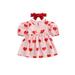 Eyicmarn Baby Girls Summer Dress with Bow Headband Heart Printed Short Puff Sleeve Crew Neck Dress Girls Princess Style One-Piece