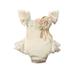 LSFYSZD Elegant Baby Girl Romper Sleeveless Square Neck Lace Hem Solid Color Flower Stitch Playsuit with Lace Skirt