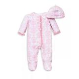 Little Me PINK MULTI Baby Girls Damask Scroll Hat & Coverall Set 9Mos