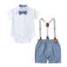 nsendm Track Shorts Set Baby Boys Cotton Summer Gentlemen Outfits Short Sleeve Bowtie Boys Outfits Blue 3-6 Months
