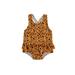 Baby Little Girls One-Piece Swimsuit Leopard Sleeveless Ruffle Swimwear