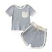 StylesILove Baby Boys Girls Contrast Binding Solid Top & Shorts 2pcs Unisex Toddler Ribbed Short Sleeve Cotton Summer Outfit (Grey 24 Months)