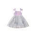 Qmyliery Girls Summer Dress Sweet Sleeveless Floral Patchwork Ruffled Midi Dress