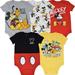 Disney Mickey Mouse Newborn Baby Boys 5 Pack Short Sleeve Bodysuits Mickey Mouse & Friends 0-3 Months