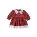 IZhansean Toddler Baby Kids Girls Christmas Clothes Princess Party Dress Plaid Lace Tutu Dresses Red 3-4 Years