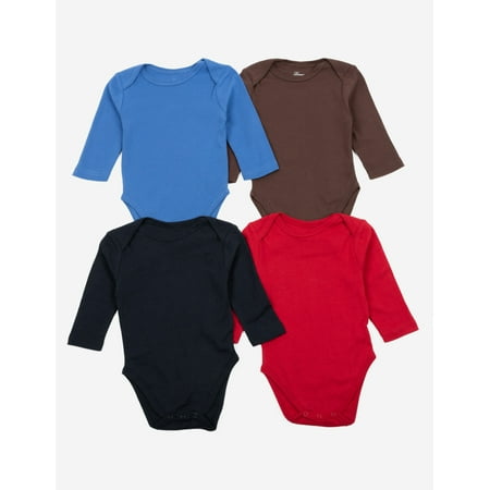 Leveret Baby Four Pack Long Sleeve Bodysuits Cotton Solid Boys 18-24 Month