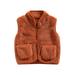 SUNSIOM 0-5Y Fall Spring Toddler Plush Vest Coats Kids Boys Girls SleevelessZipper Outerwear with Pockets