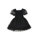 Calsunbaby Kids Toddler Baby Girls Princess Dress Short Puff Sleeve Solid Color Frill Trim Smocked Dress Clothes Black 6-9 Months