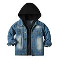 Toddler Kids Baby Girls Boys Denim Jacket Hoodie Button Down Jeans Coat Long Sleeve Zipper Hooded Trucker Jackets Cowboy Overcoat Basic Casual Outwear with Pockets 4-5 Years Blue Black Hoodie