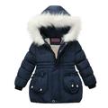 Verugu Toddler Baby Girls Boys Winter Coat Thicken Warm Jackets Baby Hooded Snow Outwear Coat Kids Winter Windproof Coat Hooded Coats Jacket Zip Thick Warm Snow Hoodie Outwear Navy 18-24 Months