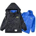 URMAGIC URMAGIC 3-13Y Child Boys Fleece Jacket Windbreaker 2-in-1 Fashion Outdoor Jakcet