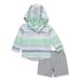 Carter s Baby Boys 2 Pc Striped Striped Hooded Shirt and Flat Front Shorts Set 12 Months Blue/Lime